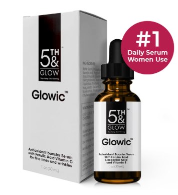 Glowic Antioxidant Serum 1 oz bottle and carton with #1 daily serum badge